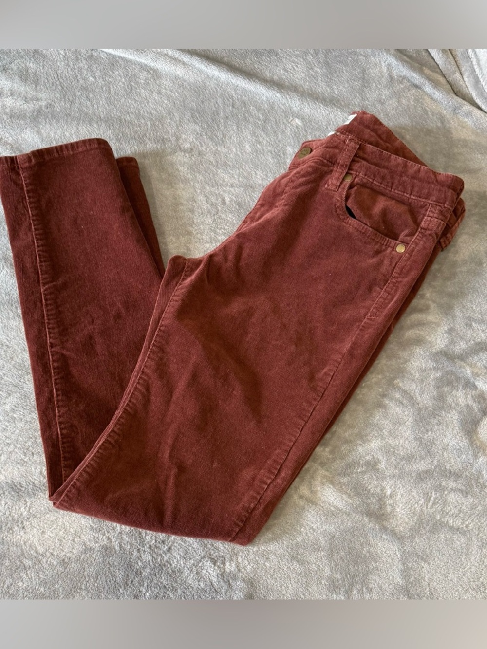 Orvis Skinny Corduroy Pants in Rust Brown